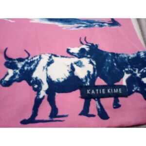 Katie Kime Bag Prada Pink Cow Pattern Drawstring New W/O Tags Western Cowboy